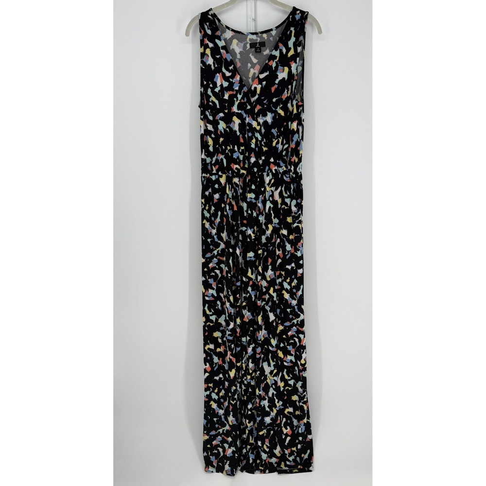 Jason Wu Jumpsuit Womens Medium Black Multicolor Abstract Brushstroke Sleeveless